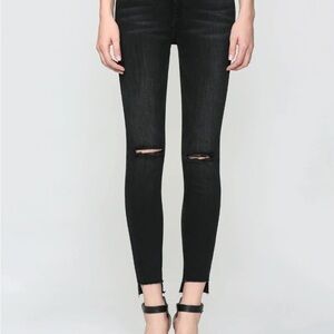 Hidden Black Denim with Step Hem